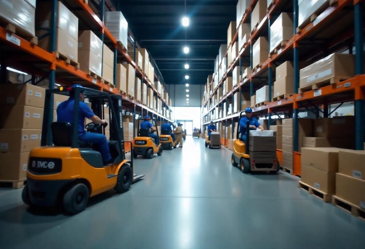 Warehouse setting showing real-time work order management and inventory tracking in progress using a manual checklist system.